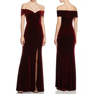 Avery G Off the Shoulder Velvet Cocktail Mermaid Gown Burgundy Women's Size 4